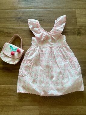 🍒 Catherine Malandrino Pink Check Dress + Matching Purse – Size 4 (Girl) – NWOT